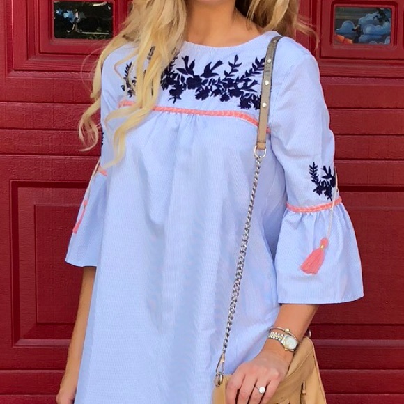 Oh Hey Vacay Spring Embroidered Tassel Short Dress - Picture 4 of 5